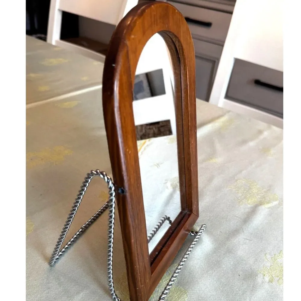Vintage wooden arch top mirror great small size must see